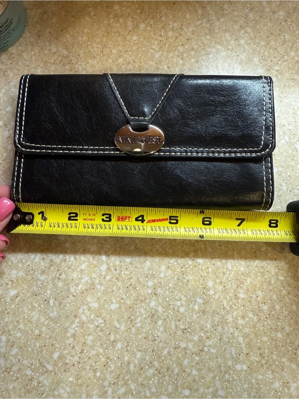 Nine West Black Leather Wallet with Contrast Stitching Women’s Long Billfold